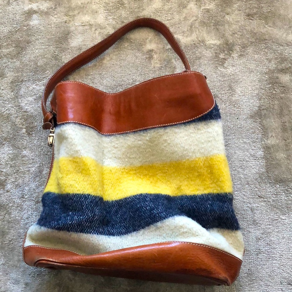 Barneys Large Tote Bag in wool and leather